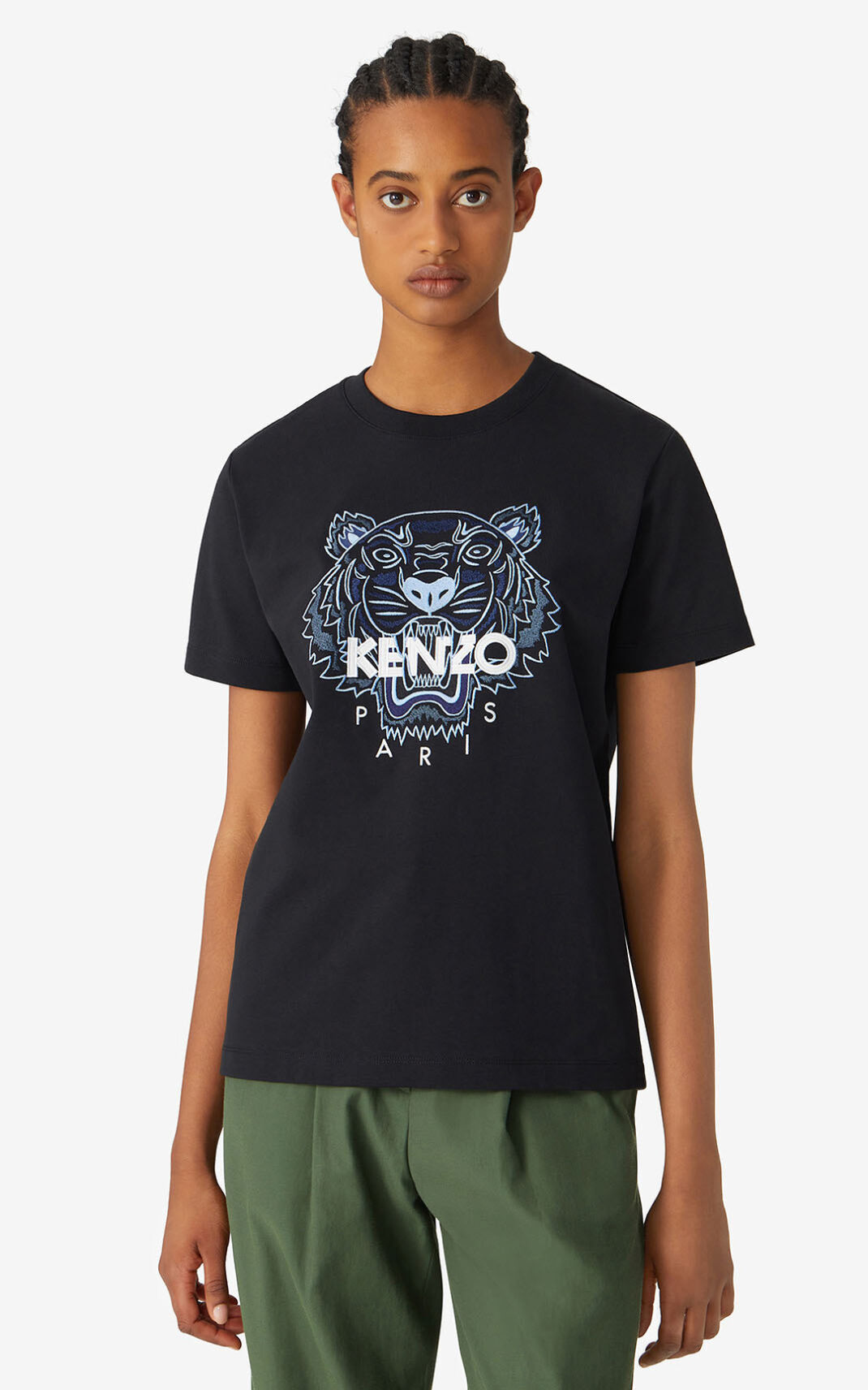 Kenzo Loose Tiger T Shirt Black For Womens 7185MEDYU